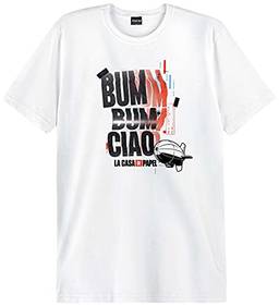 Camiseta Slim La Casa de Papel Enfim Feminino, Branco Ciao, G