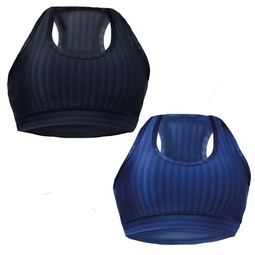 Kit 2 Top Cirre 3D LegBrasil Plus Size Brilho Poliamida (Preto, Azul G2)