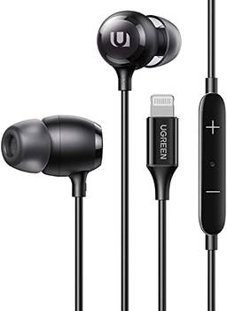 UGREEN Fones de ouvido Lightning certificado MFi compatível com iPhone com controle de volume de microfone para iPhone 12 Mini Pro Max SE 11 Pro Max XR XS 8 7