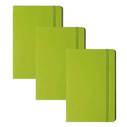 Domary 3 unidades de couro sintético A6 diário escrito caderno elástico papel forrado material de escritório escolar (verde)
