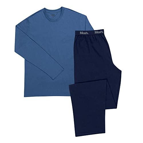 Pijama Alg.M.Longa Gola Careca, Mash, Masculino, Azul Jeans Escuro, M