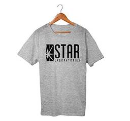 Camiseta Unissex Flash Star Labs Serie Laboratório Nerd 100% Algodão (Cinza, GG)
