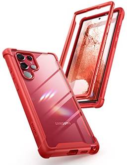 Capa da série i-Blason Ares para Samsung Galaxy S22 Ultra 5g (versão 2022), capa protetora resistente e transparente com proteção de tela sem protetor de tela embutido (vermelho)