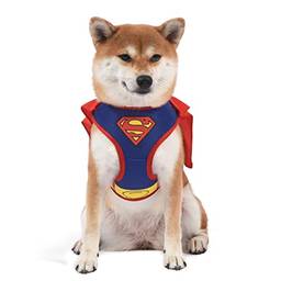 DC Comics Arnês para cães do Super-Homem | Fantasia de cachorro do Super-Homem sem puxar | Peitoral para cães com capa de Super-Homem | Roupa e acessórios para cães do Super-Homem, tamanho G