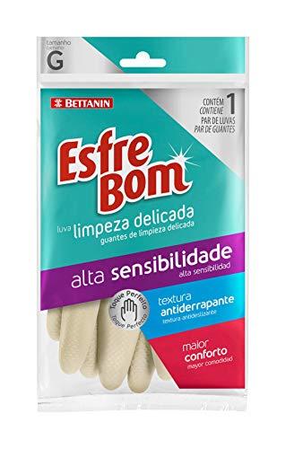 Luvas De Alta Sensibilidade Para Limpeza Suave, Tamanho G. Linha Esfrebom., Esfrebom, Creme, Grande