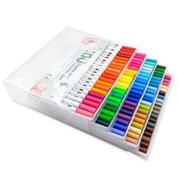 KKcare Conjunto de marcadores de 100 cores Canetas coloridas de ponta dupla Marcadores de arte de ponta fina para crianças Adultos Colorir Desenho Ilustrações Artista Esboço