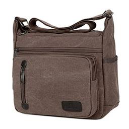 OSALADI Bolsa carteiro vintage de lona, bolsa de ombro para homens e mulheres, bolsa para laptop, cáqui, Marrom, Size 1