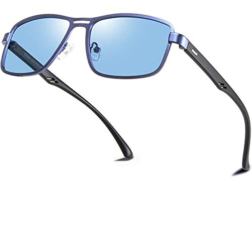 Óculos de Sol Quadrado Polarizado Masculino com Proteção UV Joopin Óculos Clássico para Homens (Armação de Orquídea Escura Mate / Lentes de Orquídea Marinha)