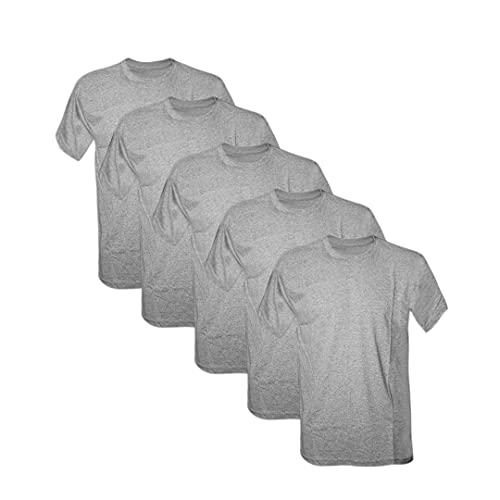 Kit 5 Camisetas 100% Algodão (CINZA MESCLA, M)