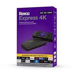 Roku Express 4K | Dispositivo de streaming HD/4K/HDR com controle remoto simples e botões de atalho. Inclui Cabo HDMI® Premium