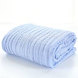 BWinka Toalhas de banho super macias de musselina de algodão para recém-nascido/crianças brancas também para cobertor de bebê (105 x 105 cm) (azul)