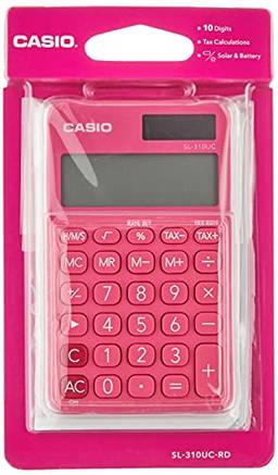 Calculadora Portátil Casio c/ visor amplo 10 dígitos e alimentação Dupla Casio, Rosa