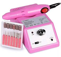 Lixadeira Elétrica de Unha para Manicure e Pedicure Profissional com Brocas e Acessórios e Motor Bivolt (Rosa)
