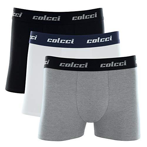 Cuecas Kit 3 Boxer, Colcci, Masculino, Preto/Branco/Cinza Mescla, P