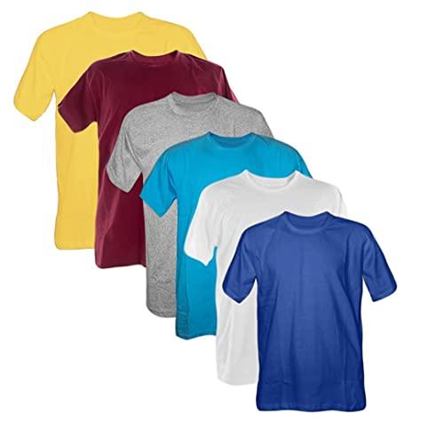 Kit 6 Camisetas 100% Algodão (Canario, vinho, Mescla, Turquesa, branco, Royal, G)