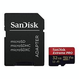 SanDisk CARTÃO DE MEMÓRIA MICRO SD 32GB EXTREME PRO 100MB/S U3 V30 4K (SDSQXCG-032G-GN6MA), Preto/Vermelho