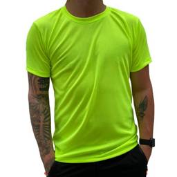 Camiseta Dry Fit Treino Masculina Academia Musculação Corrida 100% Poliéster (M, Amarelo Flúor)