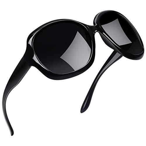 Óculos de Sol Feminino Polarizados Joopin Armação Grande óculos Escuros para Mulheres Vintage Senhoras Tons (Moda Preto)
