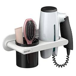 KKmoon Suporte para secador de cabelo montado na parede Suporte para secador de cabelo suspenso com organizador Suporte para armazenamento de copos para banheiro de barbearia