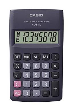 Calculadora de Bolso Vertical com Visor 8 Dígitos, Casio, HL-815L-BK, Preto