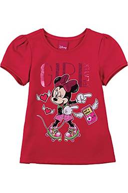 Camiseta Manga Curta, Meninas, Disney, Vermelho Escuro, 10