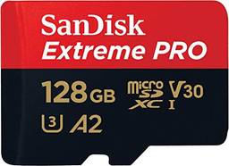 SanDisk CARTÃO DE MEMÓRIA MICRO SD 128GB EXTREME PRO 170-90MB U3 C/ADAP (SDSQXCY-128G-GN6MA), Preto/Vermelho