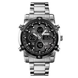 Romacci Relógios da moda, tendência, multifuncional, mostrador grande, três vezes, grande, corporativo, relógios eletrônicos, pulseira, aço