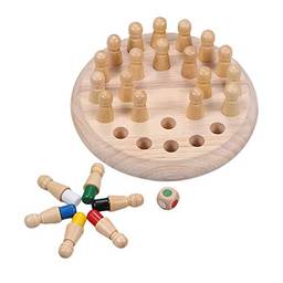 Miaoqian Jogo de xadrez de madeira Memory Stick Kids Fun Block Board Game Educacional Cor Família Cognitiva Brinquedos
