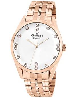 Relógio Champion, Feminino, linha Crystal CN25547Z,pulseira em aço rosê.