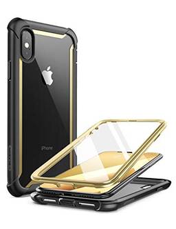 i-Blason Ares Capa amortecedora transparente e robusta para iPhone Xs Max versão 2018, dourada, 6,5 polegadas