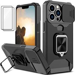 Capa para iPhone 14 Pro Max Case com tampa para câmera deslizante e protetor militar de grau militar com suporte magnético para iPhone 14 Pro Max (ouro rose)
