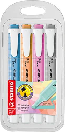 Marca-Texto – STABILO Swing Cool Pastel – Estojo com 4 unidades – Em 4 cores exclusivas