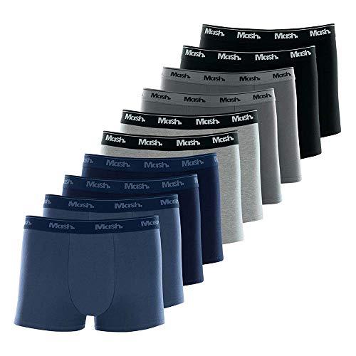 Kit 10 Cuecas boxer Boxer, Mash, Masculino, Azul Marinho/Azul Jeans Escuro/Cinza Chumbo/Cinza Mescla Claro/Preto, GG