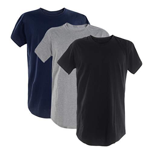 Kit 3 Camisetas Long (Azul Marinho,Cinza Mescla, Preto, M)