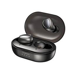 TRANYA Novo T3 Bluetooth 5.0 Fone de ouvido sem fio IPX5 à prova d'água Fone de ouvido estéreo TWS na orelha Driver de 6 mm integrado de som Premium com graves profundos para Sport Black