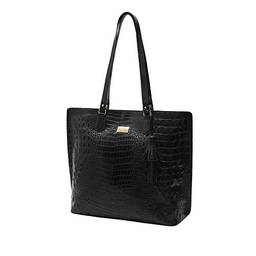 Bolsa Couro Mariart Feminina Shopper Bag Croco Alça Ombro 5200 (Preto)
