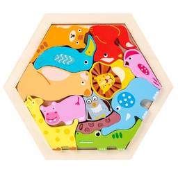 Quebra-Cabeça Montessori de Animais 4Leader- Cores Vibrantes para Desenvolvimento Infantil: Brinquedo Educativo para Estimular a Imaginação e a Coordenação Motora dos Pequenos