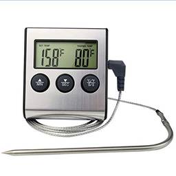 Queenser Termômetro digital de carne para churrasco Cozinha de alimentos Termômetro Sonda Bife Medidor de temperatura para churrasco Ferramentas de cozinha para cozinhar Cronômetro de temperatura definido