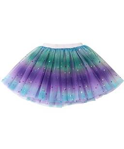 Vestido de balé princesa de tule com 4 camadas de saia tutu arco-íris para menina (Arco-íris roxo, 3-8 anos)