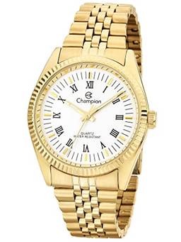 Relógio Champion Feminino, Kit CH22859W com colar e brincos, pulseira em aço dourado