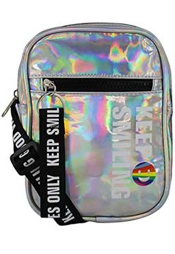 Shoulder Bag Bolsa Transversal Pequena Holográfica Prateada