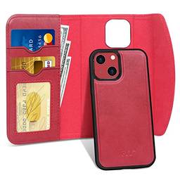 FYY Capa projetada para iPhone 13 Mini 5G, [Suporte Magsafe Charging] Capa carteira magnética destacável 2 em 1 com suporte de cartão capa protetora para iPhone 13 Mini 5G 5,4 polegadas vermelha