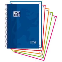 Caderno Espiral Capa Dura – Oxford Europeanbook – 5 Materia – 120 Folhas – Azul