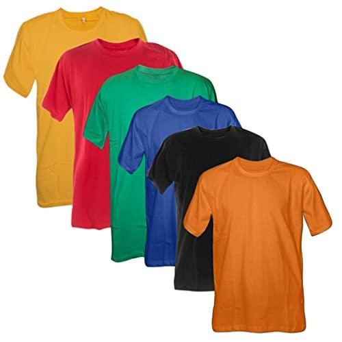 Kit 6 Camisetas 100% Algodão (Ouro, Vermelho, Bandeira,Royal, preto, Laranja, GG)