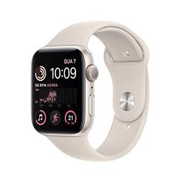 Apple Watch SE (2a geração) GPS, Smartwatch com caixa estelar de alumínio – 44 mm • Pulseira esportiva estelar – Padrão