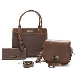 Bolsas Femininas Grande, Pequena e Carteira Santorini Handbag (Marrom)