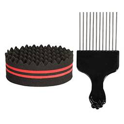 KKcare Esponja de escova de cabelo com buracos grandes Pente de metal para pick de cabelo Esponja de dupla face Afro para pentear