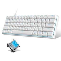 Teclado 60% mecânico, teclado MageGee Gaming com interruptores azuis e teclado compacto pequeno azul marinho 60% mecânico, teclado portátil 60% gamer (branco)