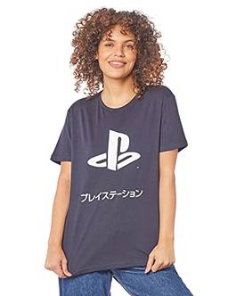 Camiseta Katakana, Unissex, Sony Playstation, Azul Marinho, P