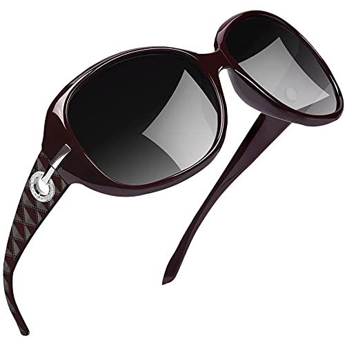 Óculos de Sol Feminino Polarizados Joopin Armação Grande óculos Escuros para Mulheres Vintage Senhoras Tons (Vinho Tinto)